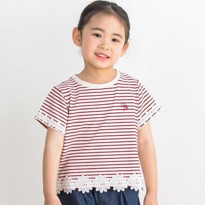 【限定商品】ボーダー花レースTシャツ(95~160cm)