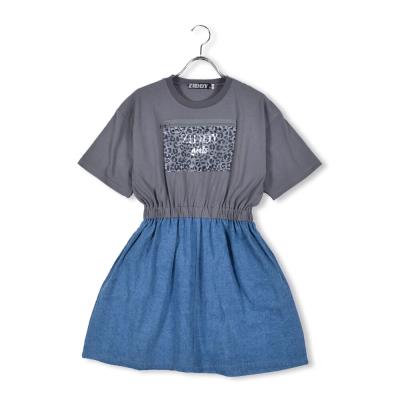 デニム 切り替え ワンピース (130~160cm)