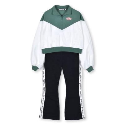 【 ニコ☆プチ 掲載 】2点 セット バイカラー ハーフ ジップ トレーナー ＋ サイド ライン パンツ (130~160cm)