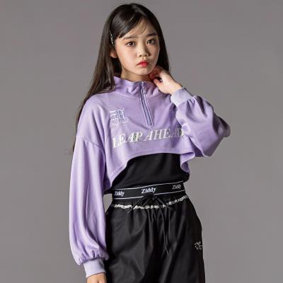 ハーフジップドロップショルダートップス＆短丈半袖Tシャツセット(130~160cm)