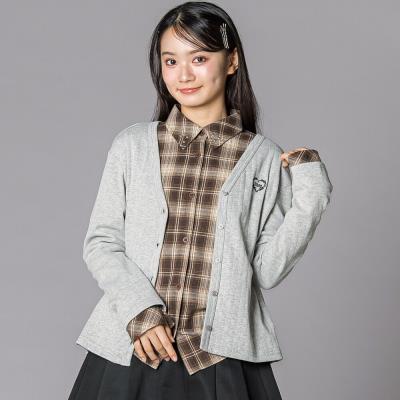 チェックシャツ×リブカーディガンセット(130~160cm)