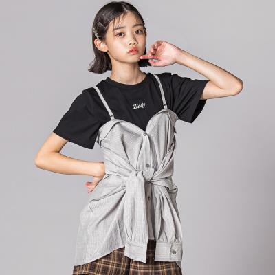 マルチウェイ長袖シアーシャツ＆半袖ロゴTセット(130~160cm)