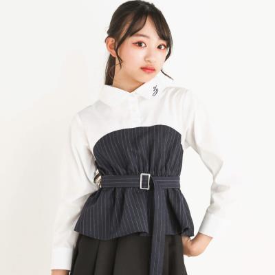 【 ニコ☆プチ 掲載 】ベアトップドッキングシャツ(130~160cm)