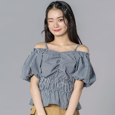 2WAYオフショルダーシャーリングトップスブラウス(130~160cm)