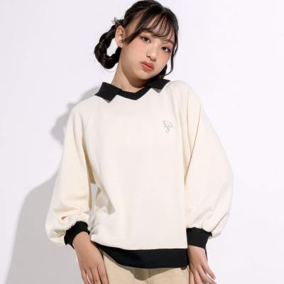襟付きラメ刺しゅうロゴトレーナー(130~160cm)(130cm オフ