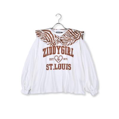 ZIDDY 【 ニコ☆プチ 4月号 掲載 】 ゼブラ柄 襟取り外し 長袖 Tシャツ (130~160cm)