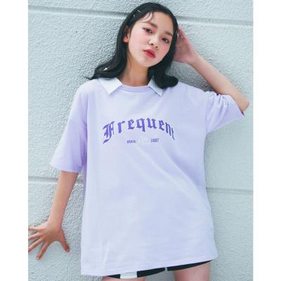 【 ニコ☆プチ 8月号 掲載 】 付け襟 ロゴ プリント BIG シルエット Tシャツ (130~160cm)