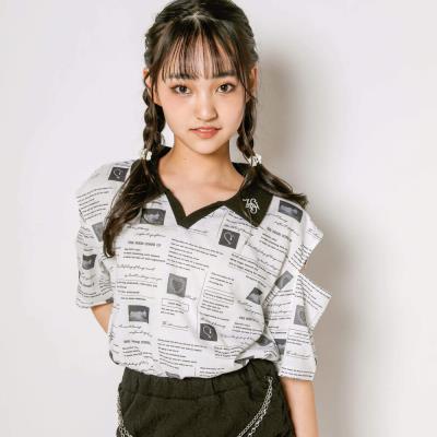 ニコ☆プチ 掲載 】ニュースペーパー柄カットTシャツ(130~160cm)(130cm