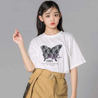 レースバタフライ・スパークルTシャツ(130~160cm)