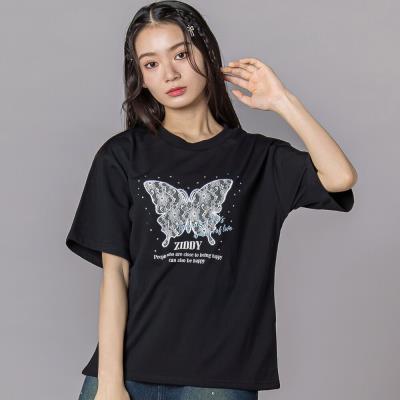 レースバタフライ・スパークルTシャツ(130~160cm)