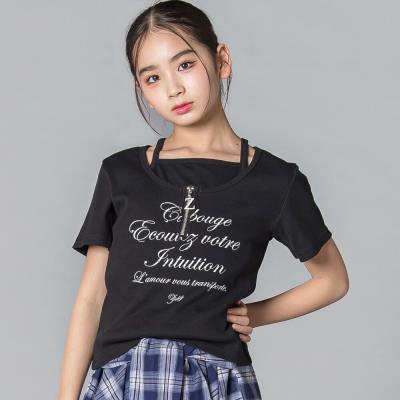 【 ニコ☆プチ 】ハーフジップレイヤード風半袖Tシャツ(130~160cm)