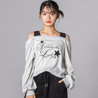 スターモチーフオフショル風レイヤードＴシャツ(130~160cm)