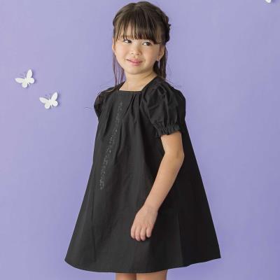 フロント刺しゅうタックパフスリーブワンピース(95~150cm)(95cm