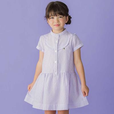 ヨーク切り替えサッカーストライプバンドカラーシャツワンピース(95~150cm)