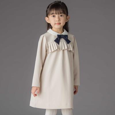 ポンチ胸プリーツ長袖ワンピース(95~150cm)