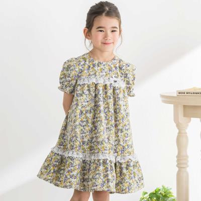 花刺しゅう＋花プリントワンピース(95~150cm)