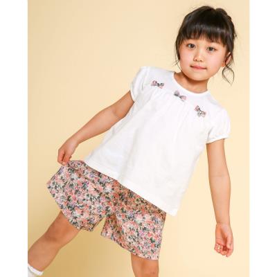 お揃い 】 Tシャツ + 花柄 ショートパンツ セット (80~150cm)(80cm