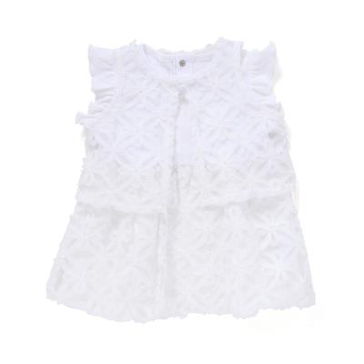 立体花レースノースリーブカーディガン+バルーンスカートワンピースセットベビー(80~90cm)