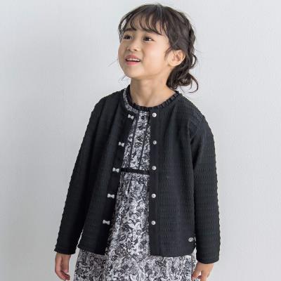 リボン刺しゅうぽこぽこ編みカーディガン(95~150cm)(95cm