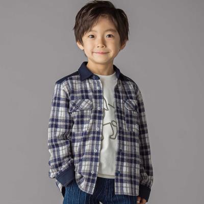 配色切り替えニットチェックシャツ(95~150cm)