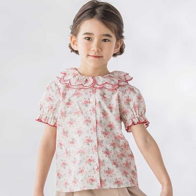 バラ柄スカラップ襟半袖ブラウス(95~150cm)