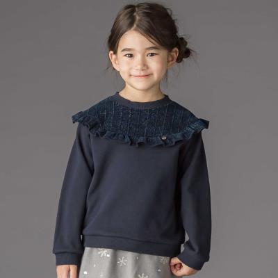 ラメ起毛切り替え裏毛トレーナー(95~150cm)