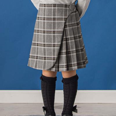 ガラナレプリーツ巻きスカート(95~160cm)(95cm グレー系（ベージュ