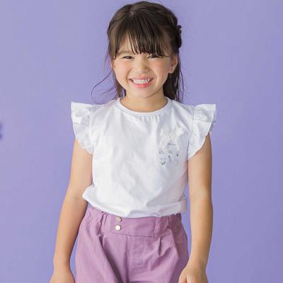 おめかしGIRLプリント天竺フリルスリーブTシャツ(95~150cm)
