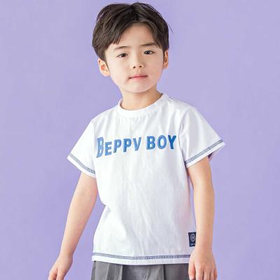 配色ステッチ立体ロゴプリント半袖Tシャツ(95~160cm)