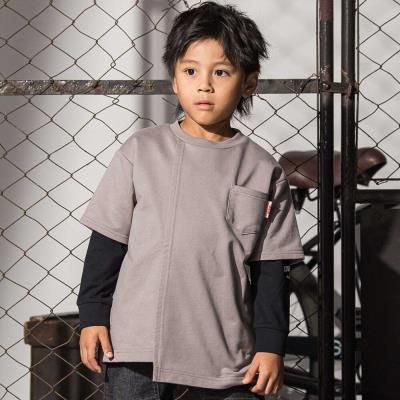 アシンメトリ―重ね着風BIGミニ裏毛＆ロングTシャツセット(110~160cm)