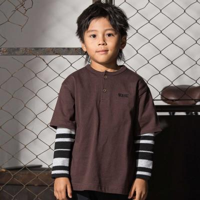 ヘンリーネックBIGTシャツ＆ボーダーロングTシャツセット(110~160cm)