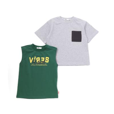 異素材ポケットTシャツ＆ノースリーブセット(110~160cm)