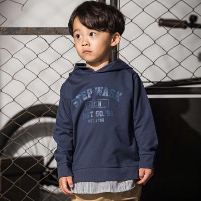 シャツレイヤードカレッジロゴフーディ(110~160cm)