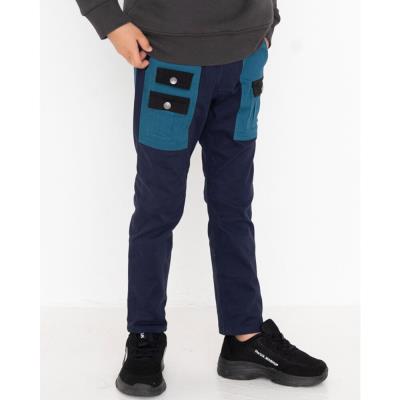 ポケット 配色 サテン スキニー ロング パンツ (100~160cm)