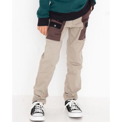 ポケット 配色 サテン スキニー ロング パンツ (100~160cm)