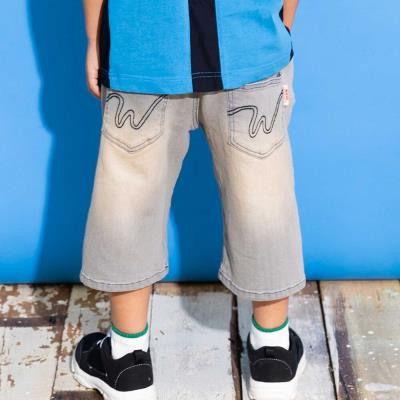 6分丈合皮タグストレッチデニムパンツ(100~160cm)(100cm グレー
