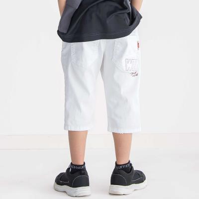 【接触冷感】６分丈ロゴパッチ ホワイトストレッチデニム(110~160cm)