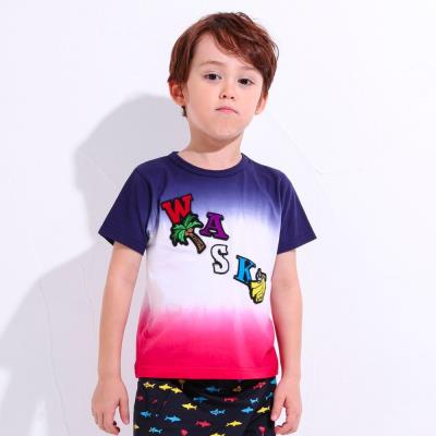 【新品】BeBe 130cm Ｔシャツ 5枚セット 天竺段染めワッペンTシャツ(110cm~130cm)(110cm ネイビー系