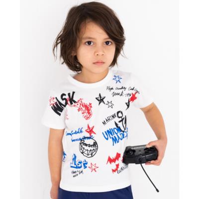 立体 発泡 プリント 落書き 天竺 Tシャツ（100～160cm）(100cm オフ