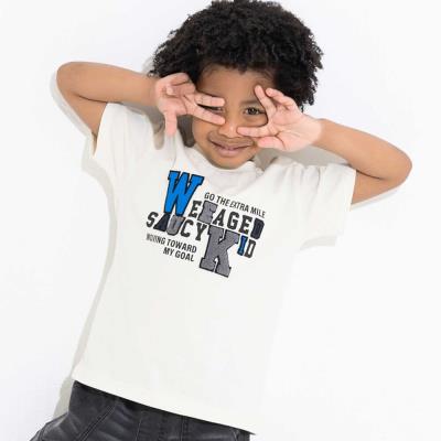 カラフルロゴパッチ刺しゅう天竺Tシャツ(100~160cm)(100cm オフ カラフルロゴパッチ刺しゅう天竺Tシャツ(100~160cm)(100cm オフ