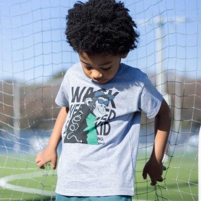 速乾】WASKサル×恐竜天竺Tシャツ(80~160cm)(80cm グレー