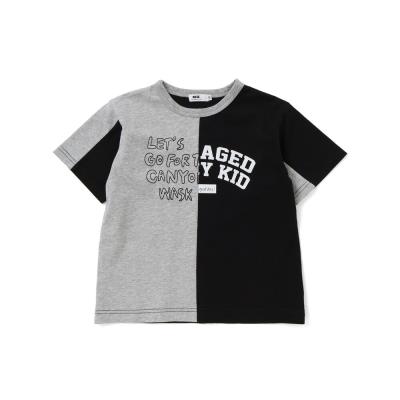 バイカラー切り替えロゴプリントビッグ半袖Tシャツ(100~160cm)