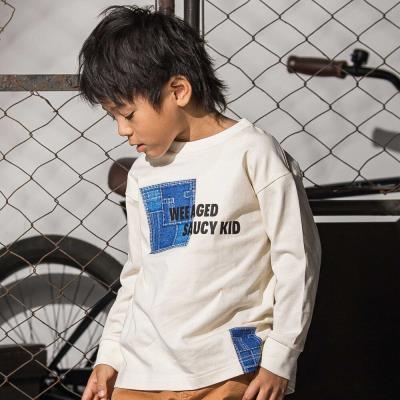 デニム風プリントバスク天竺BIGTシャツ(110~160cm)
