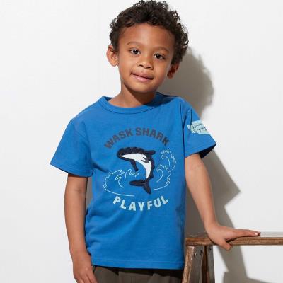 【接触冷感】シャークコード刺しゅう半袖 Tシャツ(100~160cm)