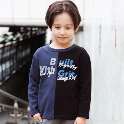 バイカラーロゴ 発泡プリント長袖Tシャツ(100~160cm)
