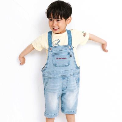 ロゴ刺しゅうストレッチデニムオーバーオール(80～100cm）