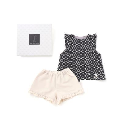 【ギフトボックス付】花柄レースチュニック風スタイ&パンツセット(60~80cm)