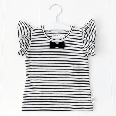 リボン袖フリルTシャツ(70cm～90cm)(70cm ブラック系): 新生児