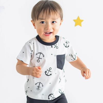 お揃い】天竺イカリプリントTシャツ(80~110cm)(80cm ホワイト系