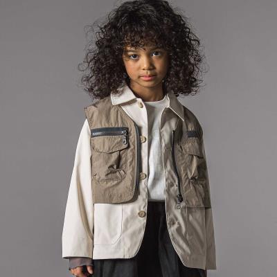 リップストップベスト付きストレッチツイルジャケット親子お揃い(110~140cm)